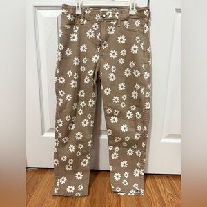 Abercrombie Kids Tan and White Floral Pants